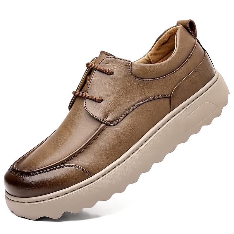 Mote Herre Loafers Sko Klassiske Herre Sneakers Plattform Snøring Fritidssko for Menn Lær Sneakers Nye Komfortable Flate Sko Høst