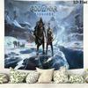 Kratos God of War Wall Tapestry Aesthetic Wall Hanging Printed Fabric Blanket Decorative Tapestries for Bedroom Living Room Home Decor