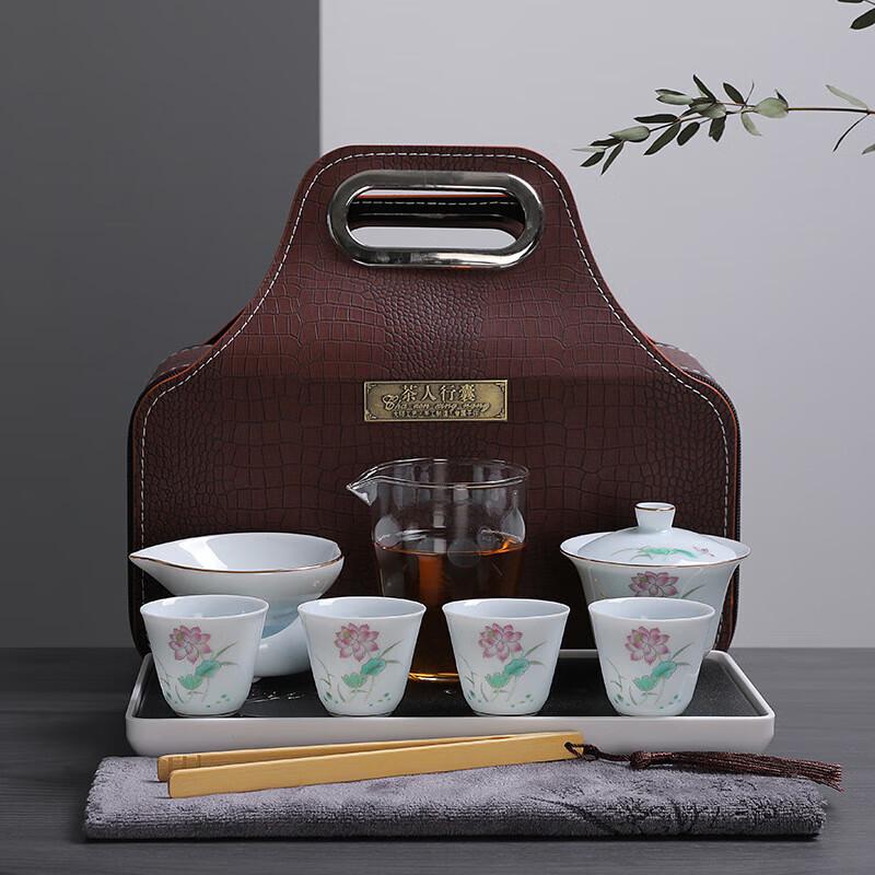Chaxun Qingbai Porcelain Portable Gaiwan Tea Set