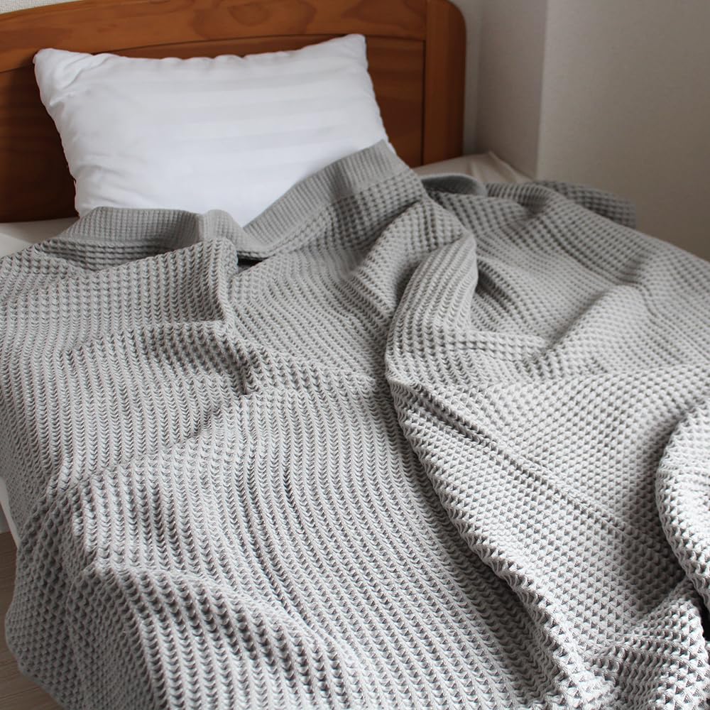 

Easy Living and Soft Imabari Waffle Double Large Size Made in Japan Stylish Cotton 180 x 190 cm 180 x 200 cm Stylish Summer Comforter Sofa Cover серый