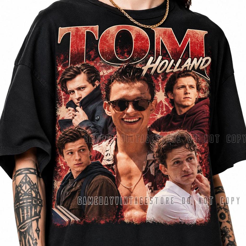 Vintage Tom Holland Shirt, Vintage 90s Actor Tee, Retro Celebrity Collage T-Shirt, British Cinema Fan Gift, Unisex Graphic Top