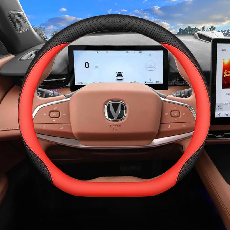 2026 For Changan Car Steering Wheel Cover Nappa Leather Fit CS35 Plus CS55 Plus CS75 Plus UNI‑T UNI‑K UNI‑V Car Accessories
