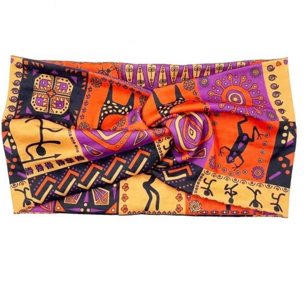 Women's Bohemian Cashew Yoga Headband - Sweat-Absorbing, Elastic Cotton Hair Accessory