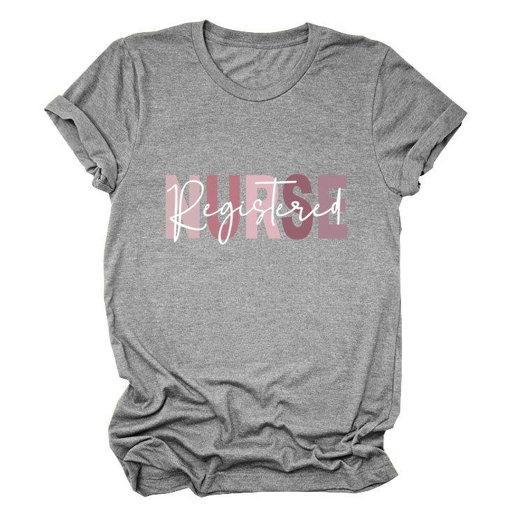 Summer Round Neck Letter Print Top Fashionable Casual Short Sleeved Women's T-shirts