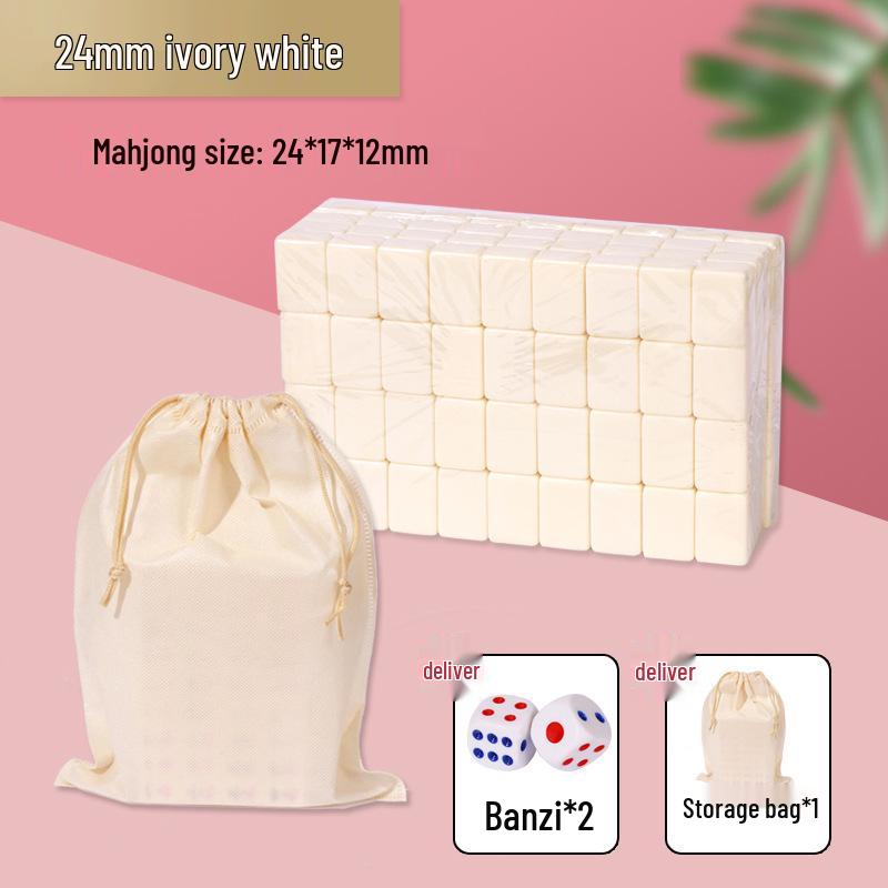 Conjunto de Mahjong Compacto: Azulejos Pardal Sólidos Esculpidos, Tamanhos 24mm e 30mm, Ideais para Uso em Viagens e Dormitórios