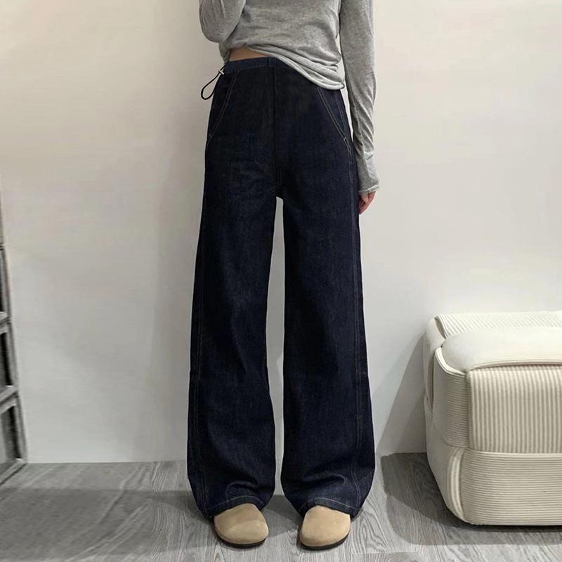 

Plus Velvet Pregnant Women s Blue Wide-Leg Jeans: Autumn/Winter 2025 Casual Long Pants for a Slimming Fit M