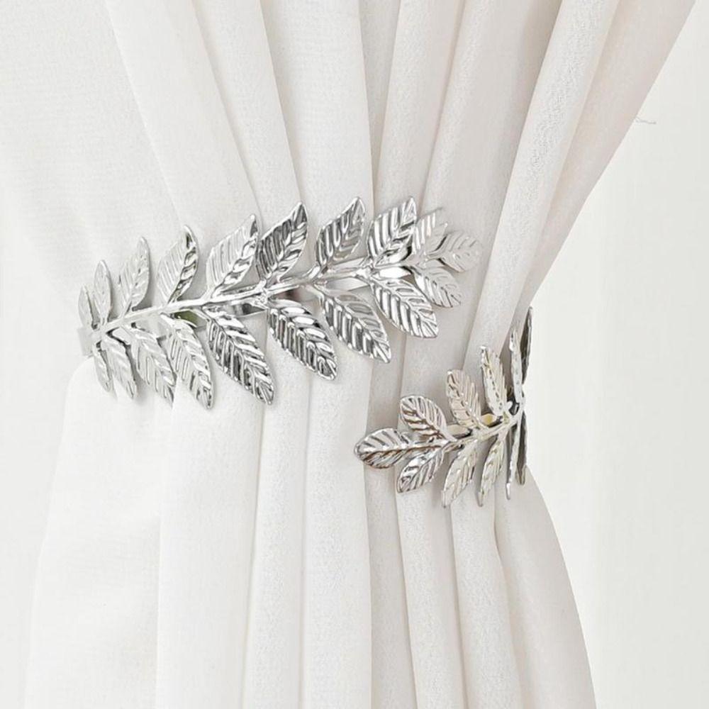 New Leaf Shape Metal Curtain Tiebacks Adjustable Clip Vintage Style Curtain Pull Hook Buckle Clip Curtains Tie Holder Home Decor