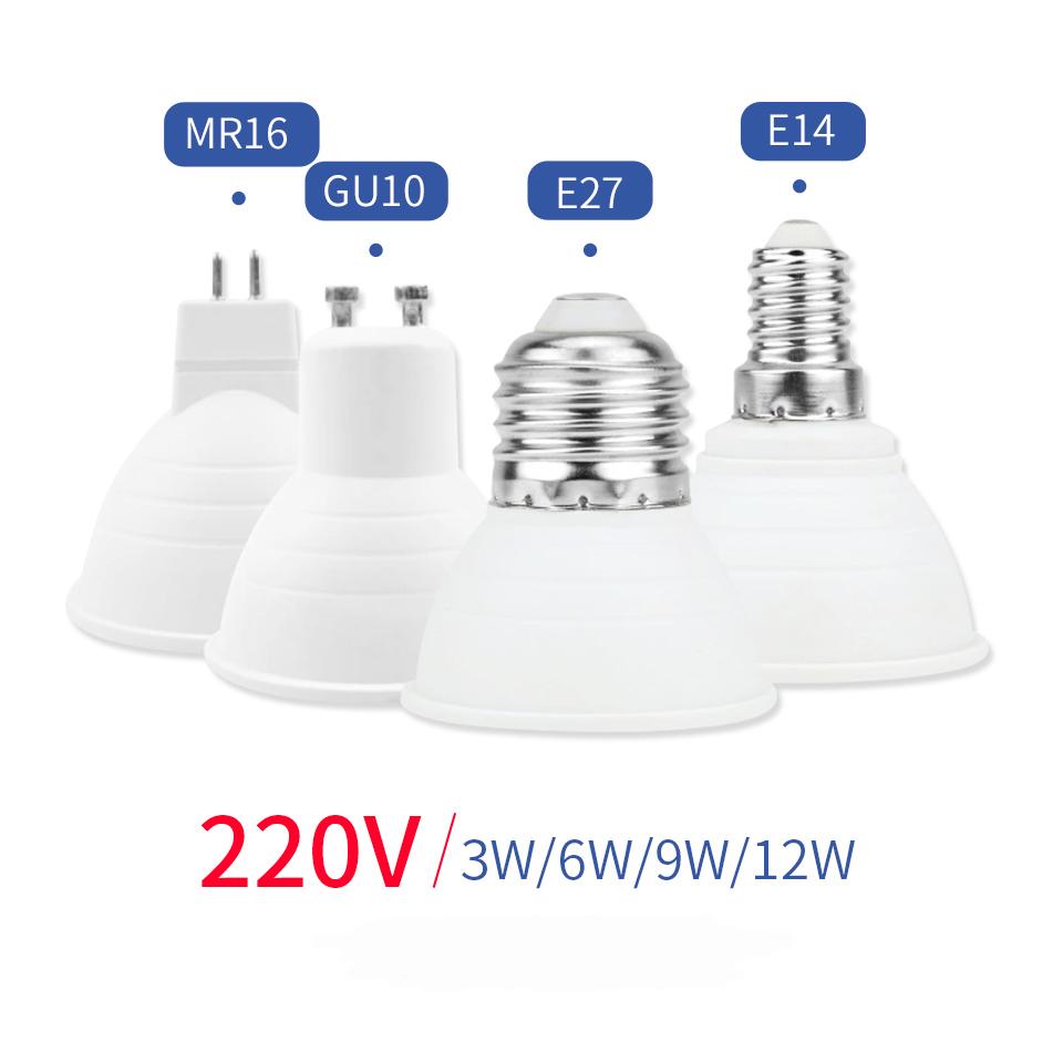1pcs LED Spot Light 220V GU10 LED Bulb 12W 9W 6W 3W LED Lamp Lampada E27 Spot Light LED Lampara E14 Bombilla