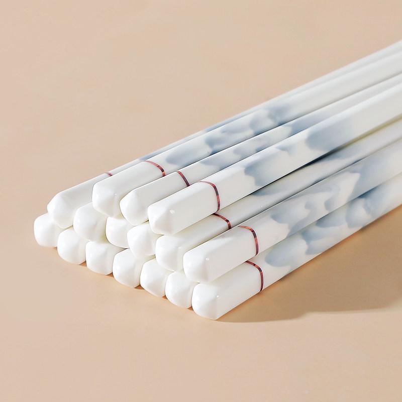 Thousand Li Mountains Ceramic Chopsticks & Spoon Set - 10 Pairs, 2025 Style, Non-slip, Heat Resistant, Healthy.