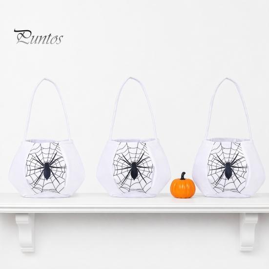 Halloween Party Decor Cute Treat or Trick Bag with Handle for Kids, Reusable Non Decoration Woven Candy Goodie Bag, Soft Handbag Basket Favors