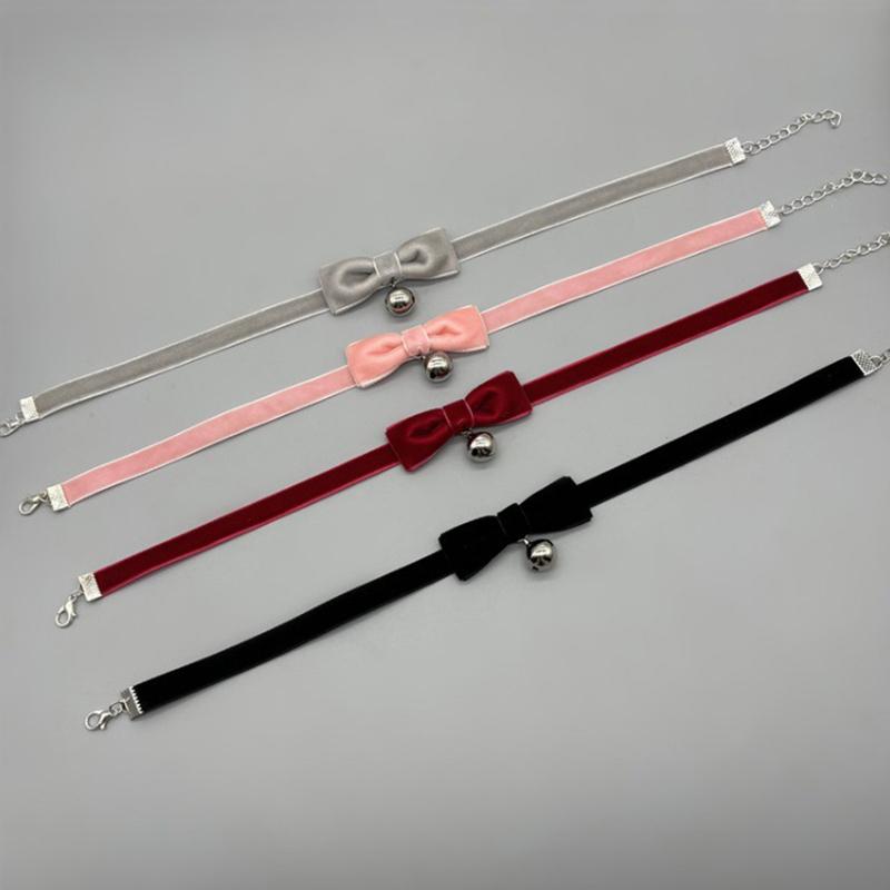 2025 Women's Sexy Velvet Bow Choker Bell Pendent Necklace Clavicle Chain Lady Elegent Cute Jewelry Accessory Girl Gifts