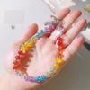 Colorful Crystal Rainbow Gradient Short Phone Lanyard Bag Charm Anti Lost For Women