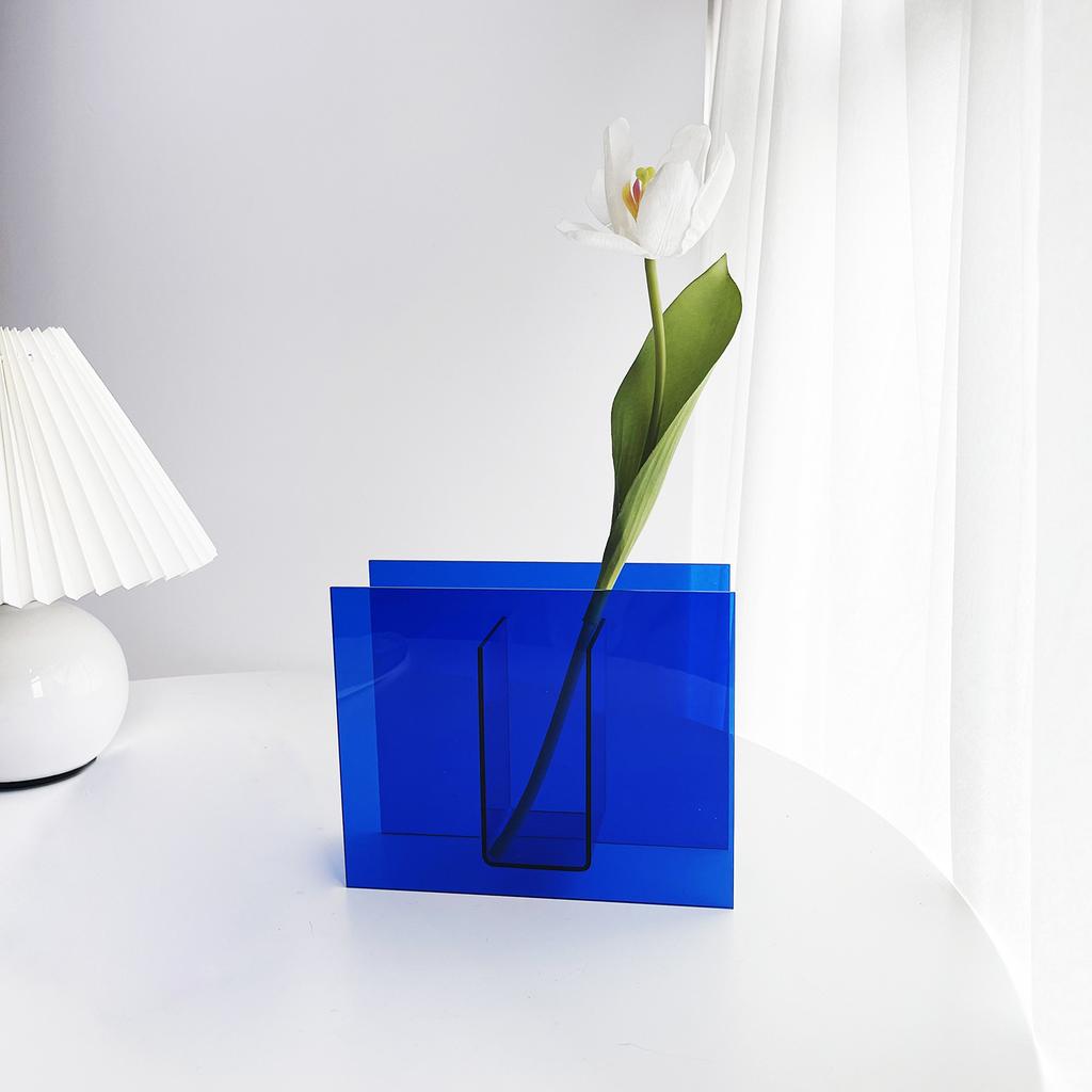 Ins-Stil Acrylvase Kreative Kunst Wellige Blume Hydroponische Blumenanordnung Tischdekoration Transparente Vase