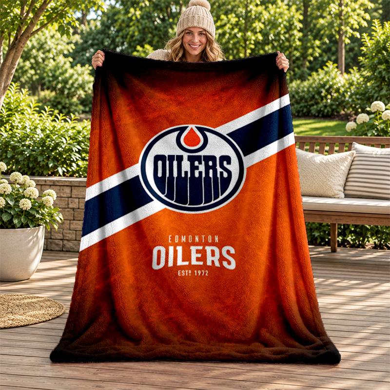 Edmonton Oilers Blanket Flannel Blanket Soft Cozy Plush Throw for Sofa Bed Lightweight Home Decoration Gifts for Christmas Various Holidays