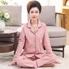 Middle-aged women's 100% pure cotton pajamas women's summer long-sleeved pajamas middle-aged and elderly mother loungewear thin suit