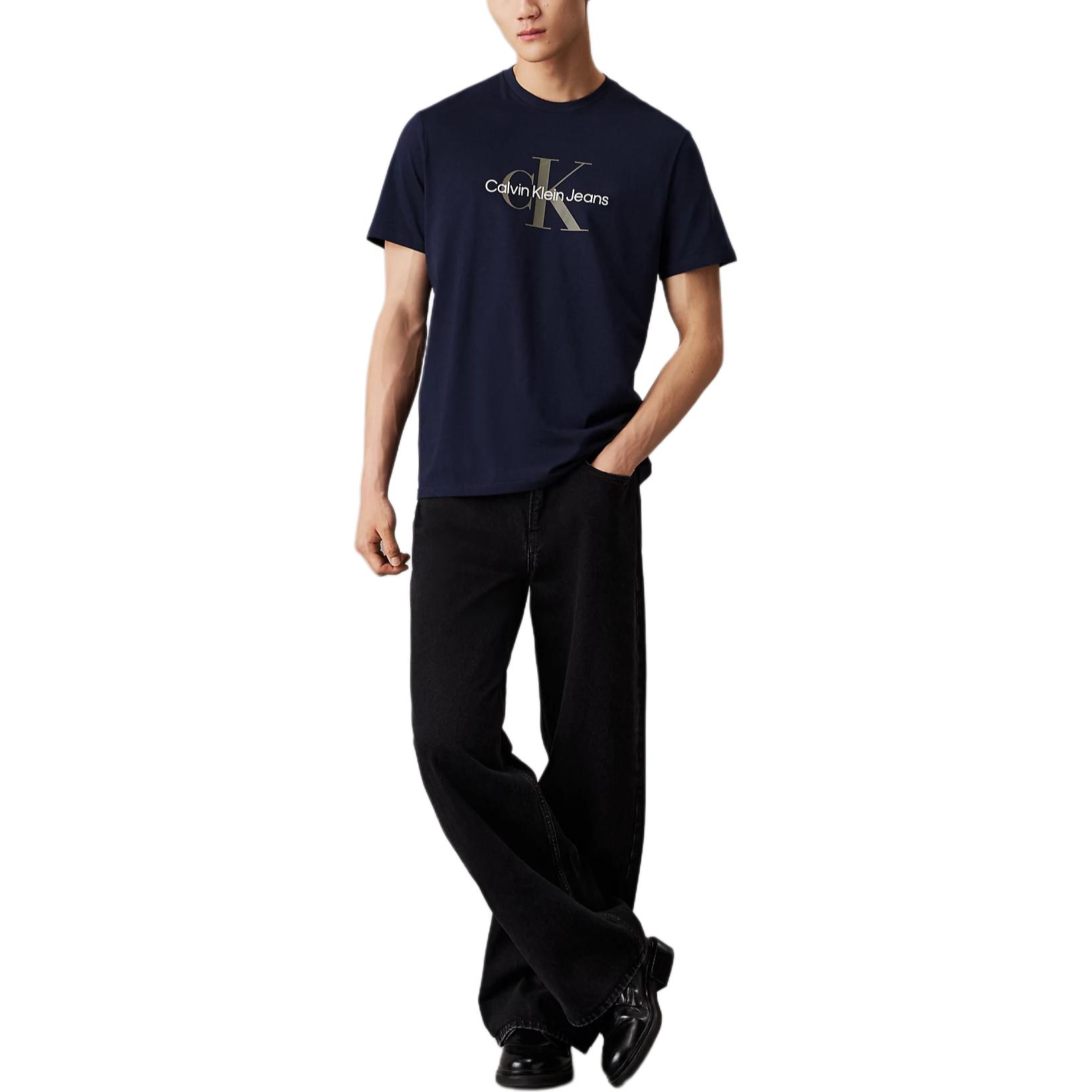 

Calvin Klein Comfortable Daily Letter Print Round Neck Short Sleeve T-Shirt Men Tops Deep-Sapphire 00040EM286-CEF XL