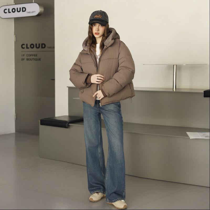 2025 winter new hooded foreign style versatile cotton-padded clothes fashionable simple bread clothes jacket