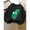 European sizes Kids' Crewneck Sweatshirt - Green Dragon Face Pattern Print , Sportswear And Casual Wear, Soft And Comfortable, Children's Clothing