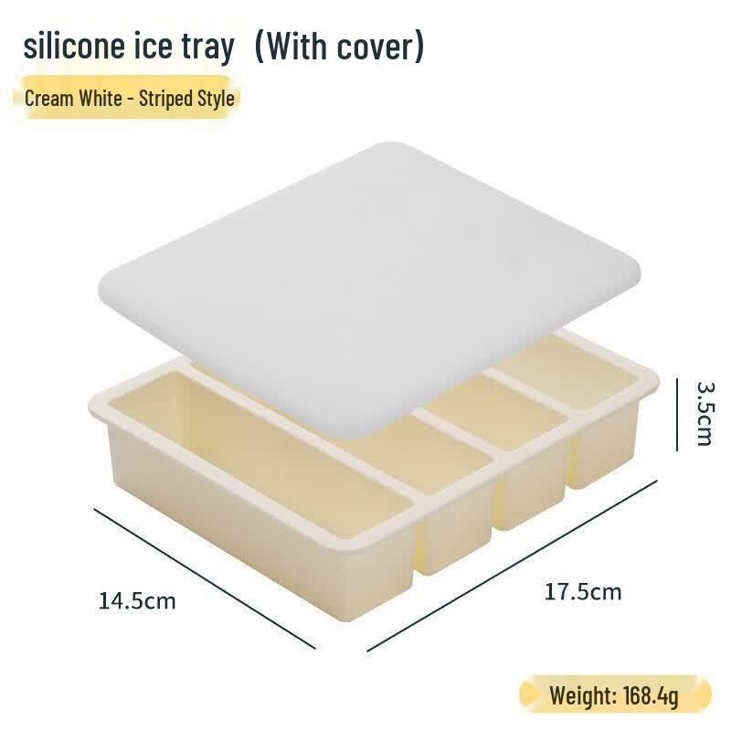 Large Food-Grade Silicone Ice Cube Tray with Lid