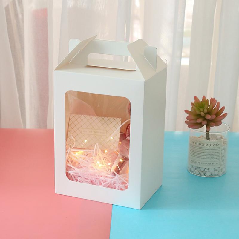 Tote Bags Gift Boxes Holiday Transparent Window Display Stylish Packaging Gift Kraft Paper Bags