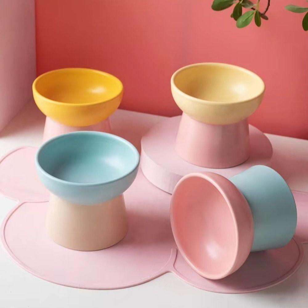 Ceramic Cat Elevated Bowl High Foot Pet Feeding Dishes Nordic Style Dog Food Water Feeders  Kitten