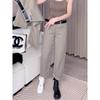 Plus Size Retro High Waist Straight Leg Jeans – Women's Elastic Cropped Pants for Autumn