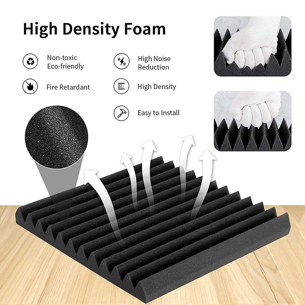 1/12Pcs New Sound Insulation Soundproofing Foam 30x30x2.5cm Triangular Groove Studio Wall Panel Soundproof Acoustic Foam Board