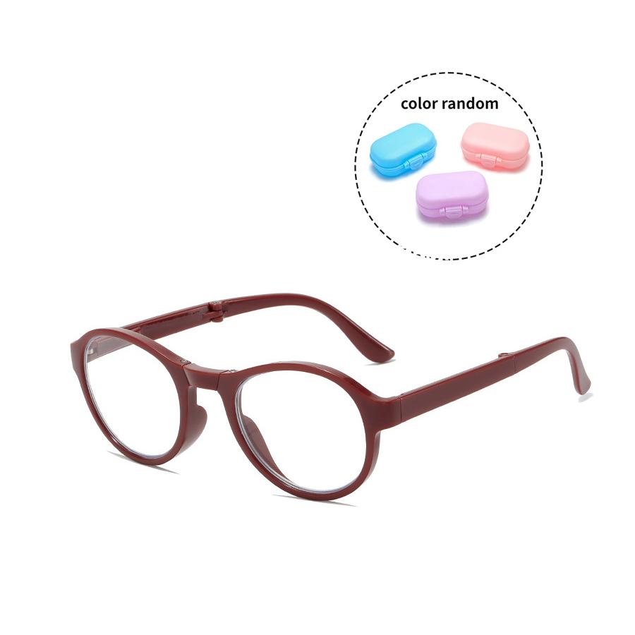 

Портативні складні окуляри для читання проти синього світла Окуляри для пресбіопії з футляром для зберігання 1,0x-4,0x +4.0 вина червоного кольору