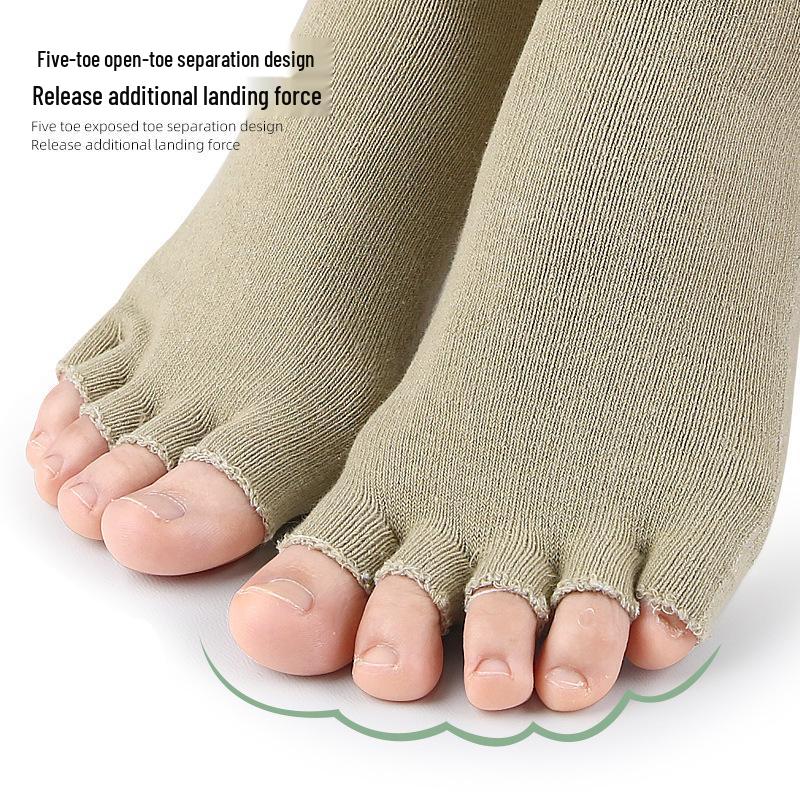 Cross-Border Yoga Split-Toe and Heel-Revealing Five-Finger Socks with PVC Dots