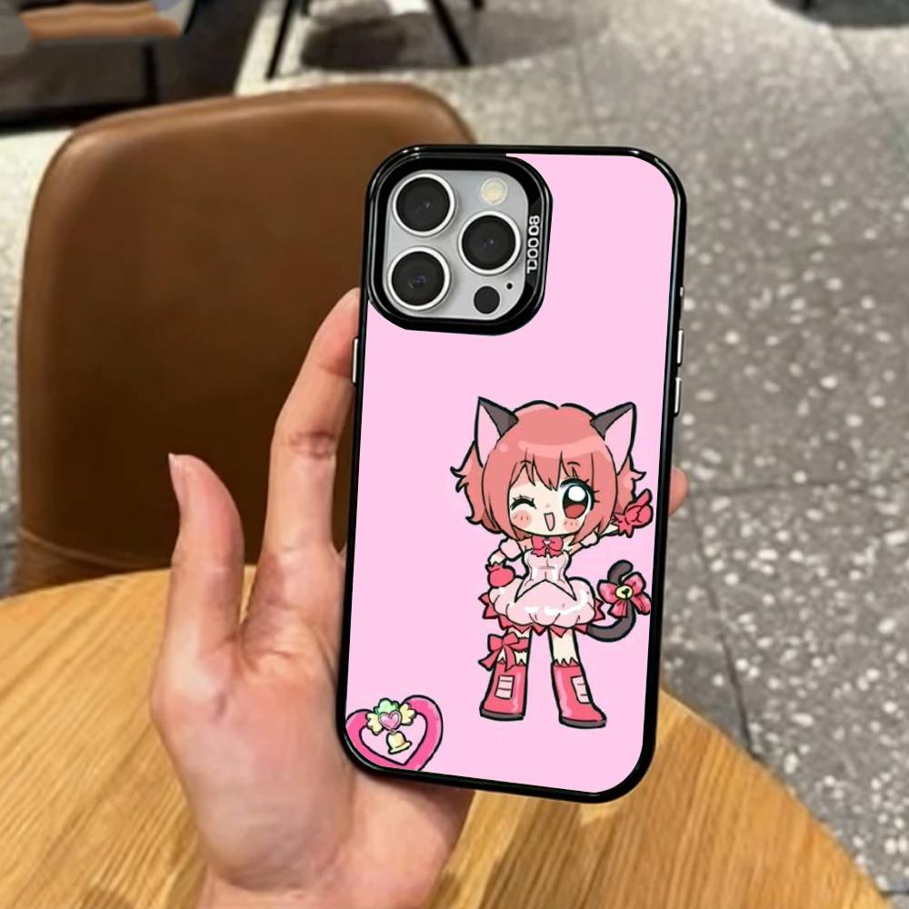 Magical Girl Tokyo Mew Mew Phone Case For iPhone17,16,15,14,13,12,11 Plus,Pro Max Colored Silver Plated Inside Cover
