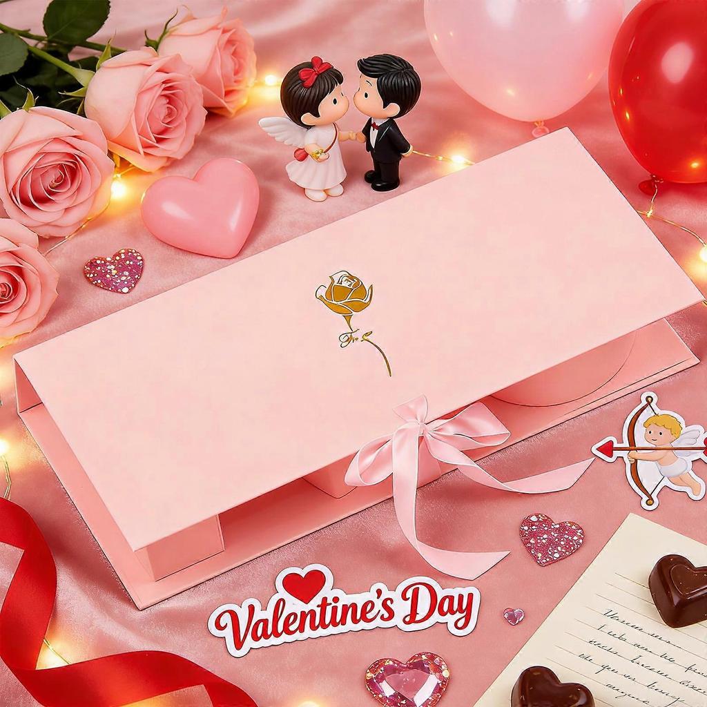 Valentine’s Day Gift Box – “I Love You” Flower Box, White, 17.9", 1pc, Compatible with Floral Arrangements