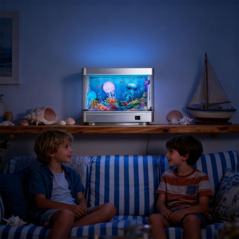 Realistic Swimming Jellyfish Desk Light With Soft LED USB Power Plastic Design Fishtanks Shape Lamp Home Decors