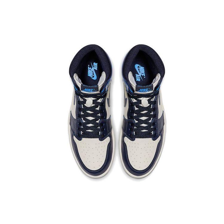 Air Jordan 1 Retro High OG Obsidian Men Sneakers Blue Sail University-Blue 555088-140