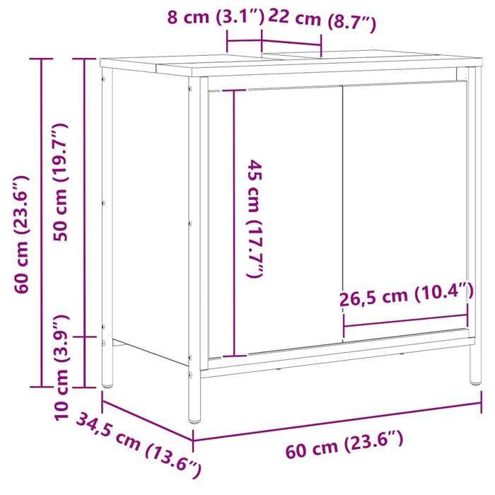 VidaXL Bathroom Cabinet with Sink 60x34.5x60 Cm, Vanity Unit, Under-Sink Cabinet, Floor Cabinet of 861895