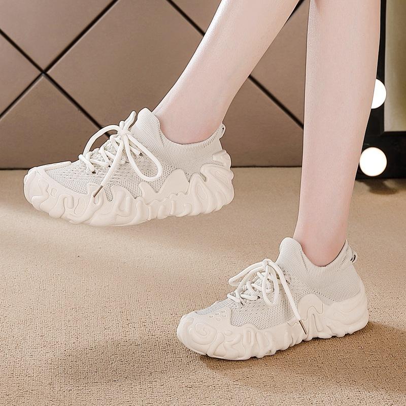 22 new summer casual thick-soled heightening ugly cute dad shoes mesh breathable fly-woven sports socks shoes