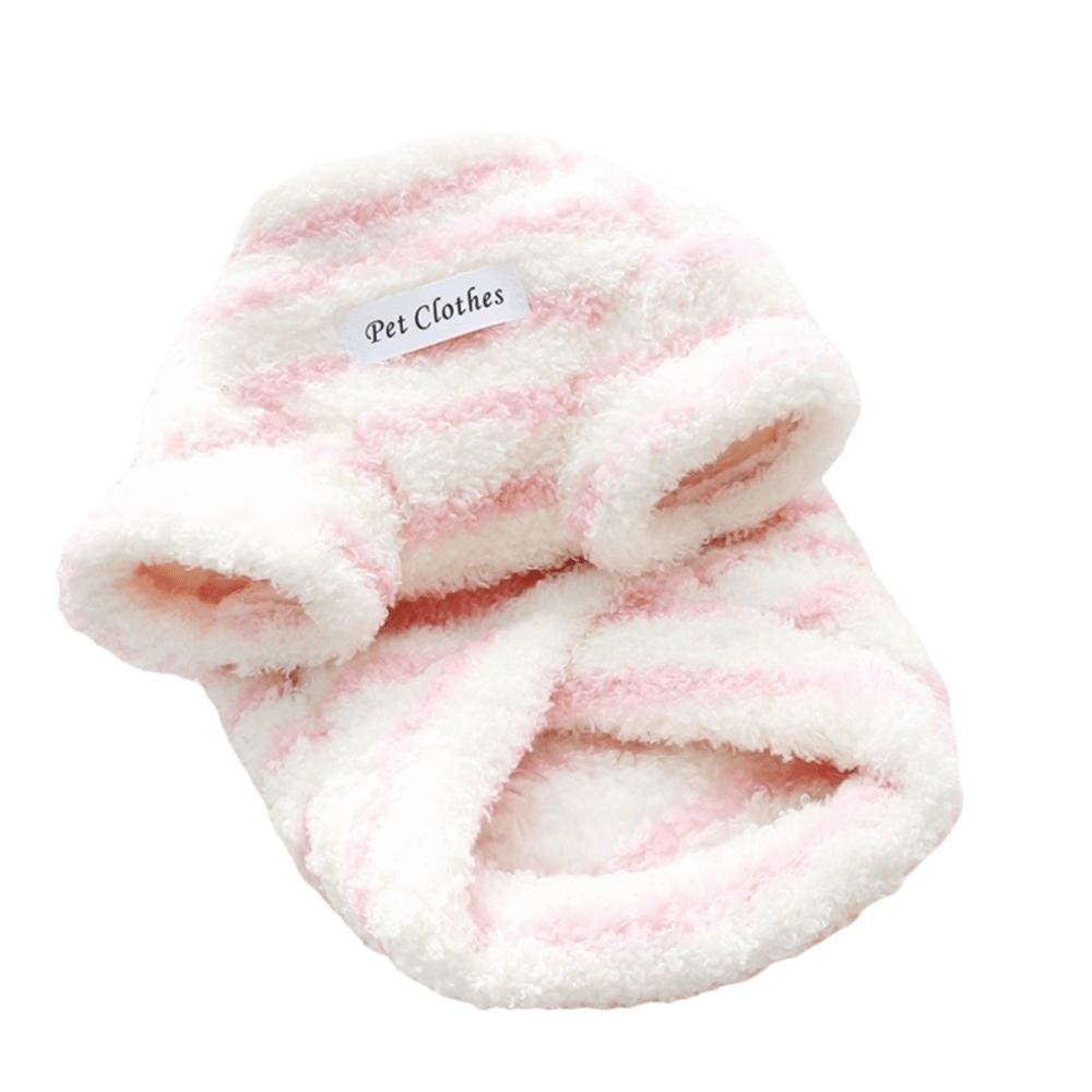 Winter Dog Hiking Jacket Stripes Dog Bodysuit Fashion Plush Dogs Coat for Small Medium Dog