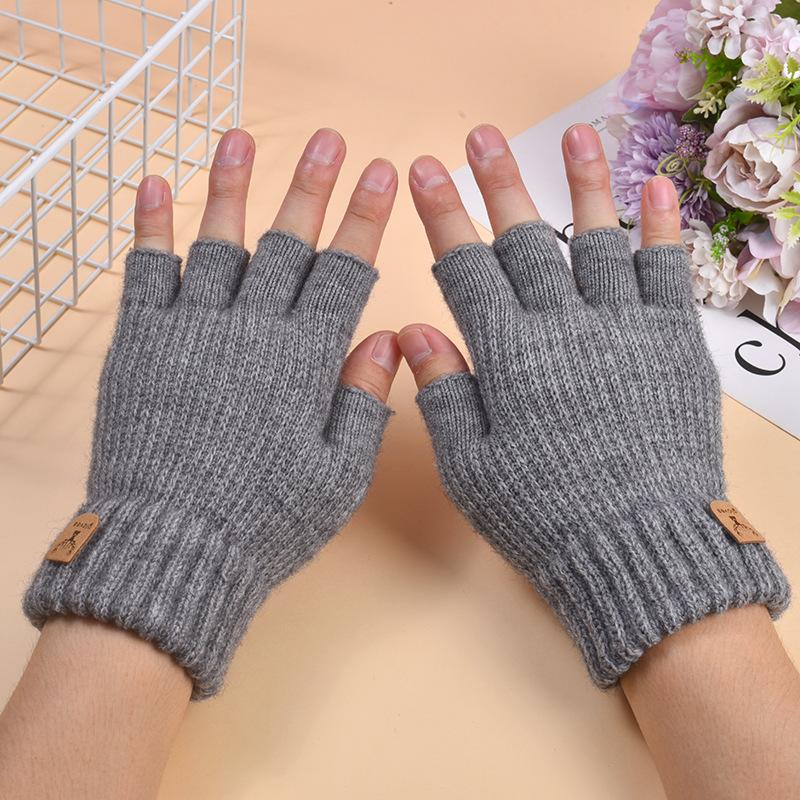 Winter gloves men's plush thickened warm winter gloves men's plush wool knitted gloves