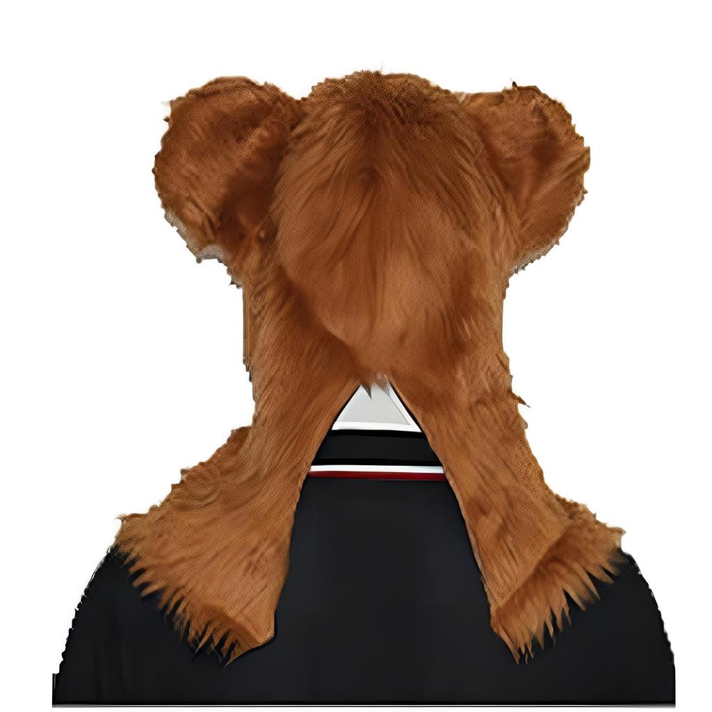 Bruine berenhoofddeksel met beweegbare mond, feestmasker