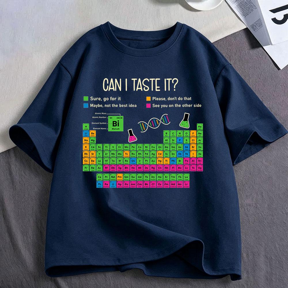 Can I Lick It Periodic Table Chart Science Teacher Funny Meme T Shirt Unisexs Unisex Fashion Cotton Oversized Short Sleeve TShirts