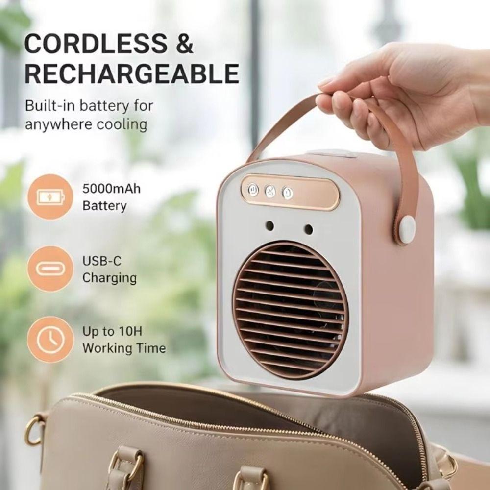 Portable Dual Head Mist Fan Water Cooling Low Noise Desktop Fan Adjustable Settings Dual Mist Nozzles USB Fan Office Use