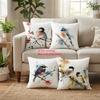 1/4pcs Bird-Patterned 2d Flat Printed Pillowcases Sofa Cushion Cover Home Bedroom Room Decoration