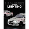 Simulation 1/24 Nissan GTR Alloy Racing Car Model with Sound Light Collection Miniature Voiture Toy Vehicle Children Boy Gift