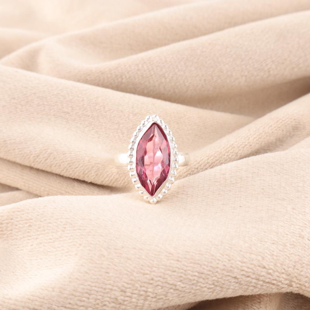 Rare Pink Tourmaline Gemstone 925 Sterling Silver Jewelry Handmade Stylish Ring RR-25-10