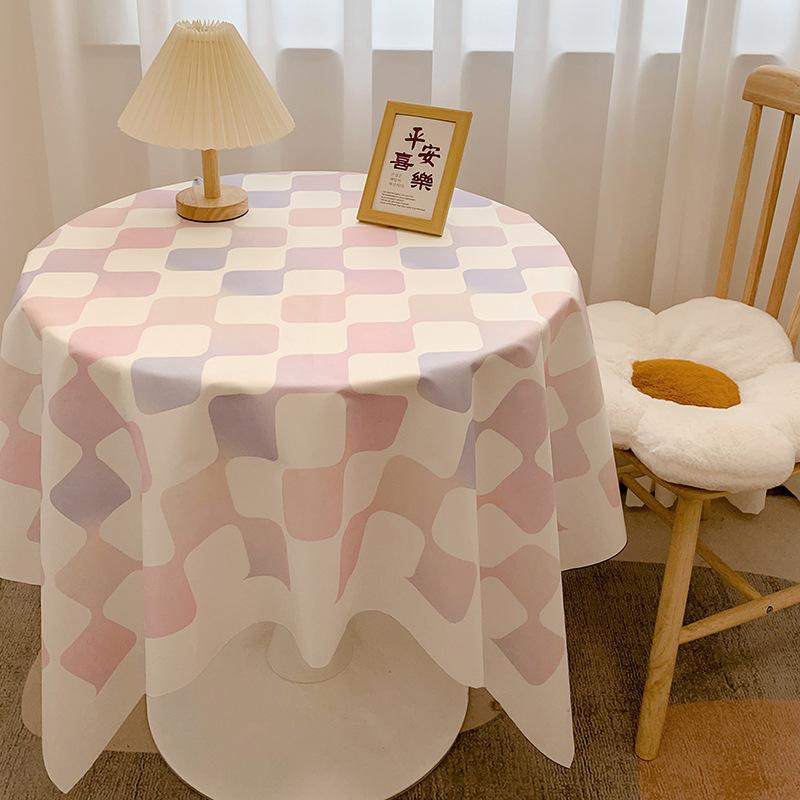 Chessboard Plaid Tablecloth Girl Heart Light Luxury High Sense Coffee Table Cover Student Dormitory Desk Makeup Tablecloth