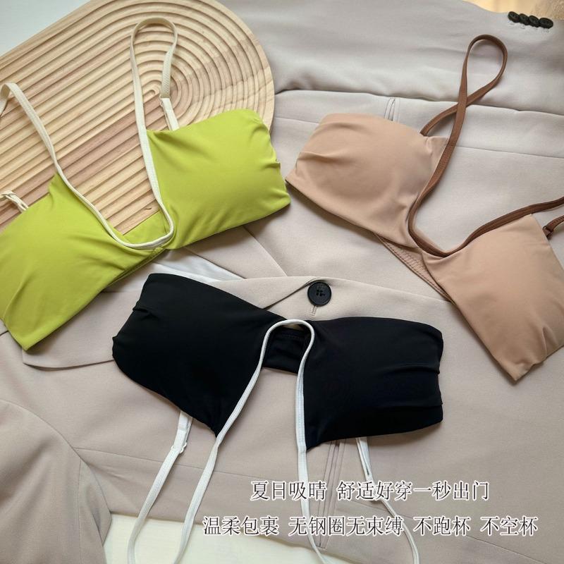 Shell cup underwear women's summer thin small breasts deep seamless sexy bra without steel ring outer chest