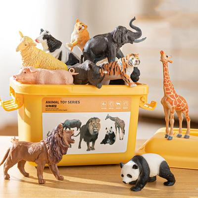 Realistisk Dyrefigur Leketøy Tidlig Utdanning Sett - Baby Plante Gjenkjenning Sett Løve Tiger Elefant Panda Sjiraff Dyrefigur Leketøy