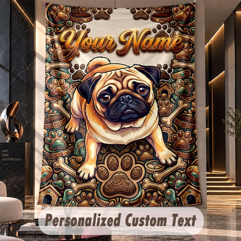 Mops (162) Tapiserie Personalizată cu Temă Nume Personalizat Text Tapiserie de Agățat pe Perete Decor Acasă Pânză de Fundal