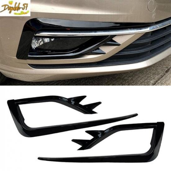 2x Fog Light Lamp Cover Bumper Grille Trim Fit For VW Golf MK7.5 2017- Black
