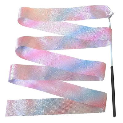 2/4M Colorful Gymnastic Ribbon with Wand Sparkling Dance Ribbon Multifunction Twirling Ribbon Streamer Aesthetic for Kids Girls