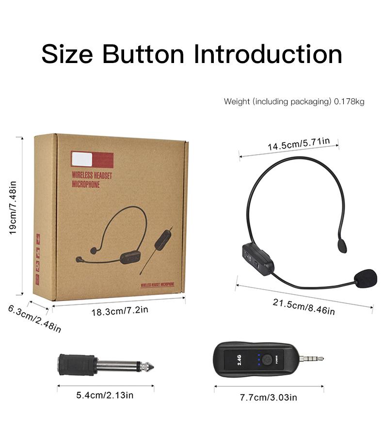 2.4G Wireless Microphone For Voice Amplifier Headset High Fidelity Smart Noise Cancelling Plug Play For Karaoke Speaker Mic